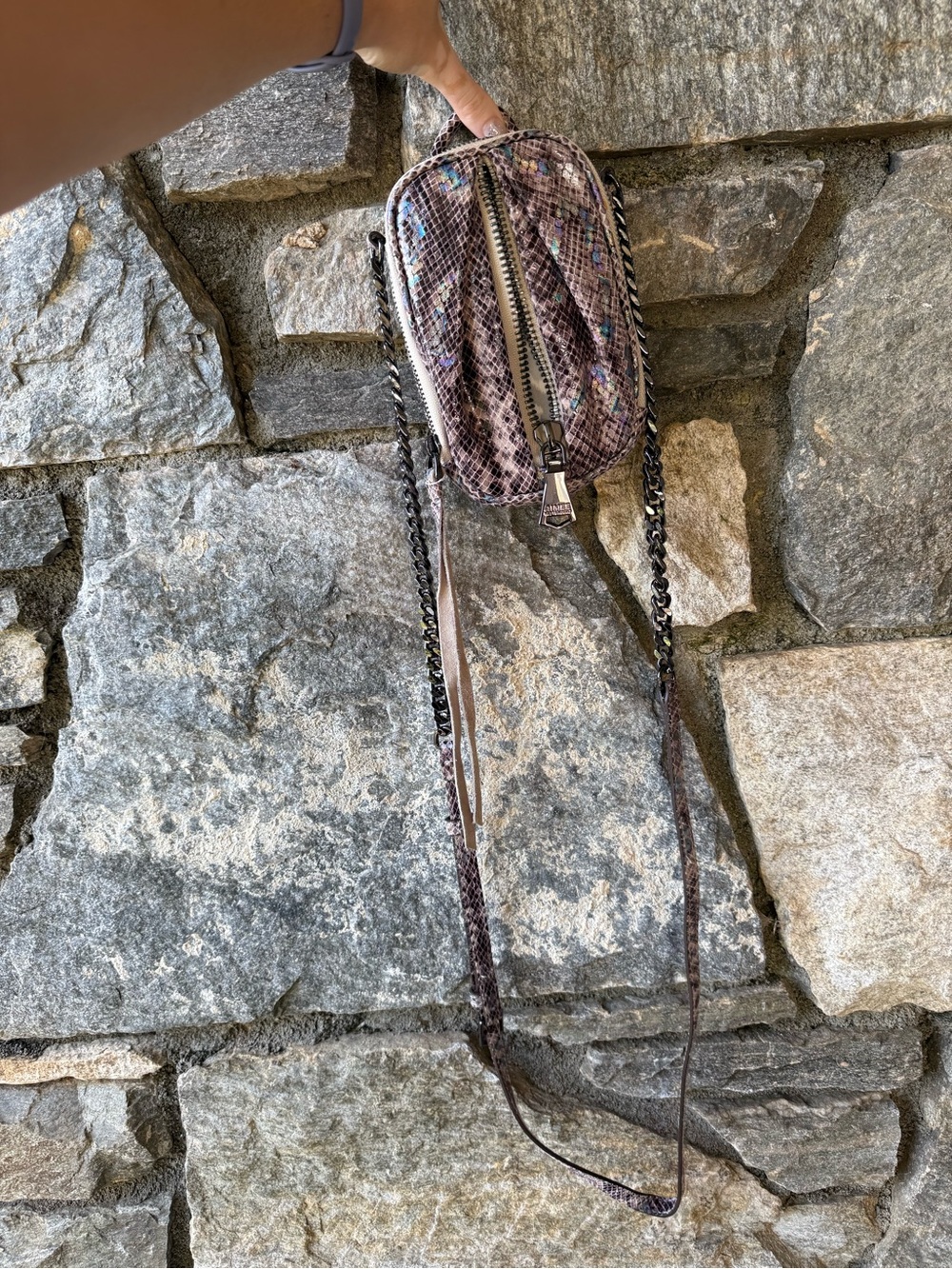 Aimee Kestenberg Mauve Snake-Print Crossbody Bag - Picture 2 of 4